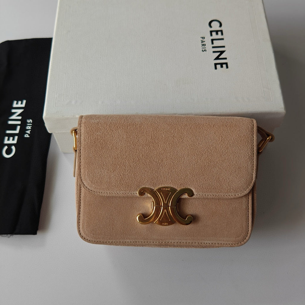 Premium Apricot Flap Shoulder Bag – Suede Finish (Large Size)