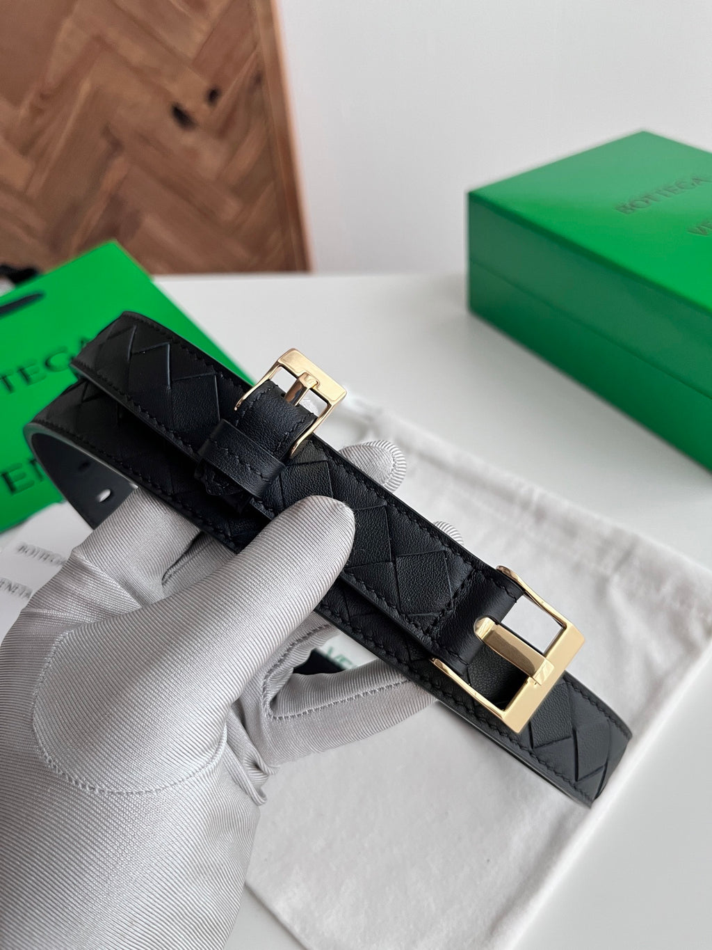2025 New Woven Leather Belt — Small Grid Hand-Weave Design