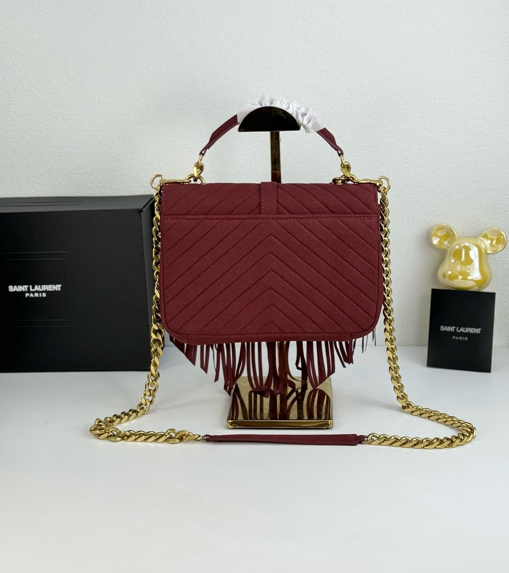 Monogram Tassel Shoulder Bag | Suede Finish