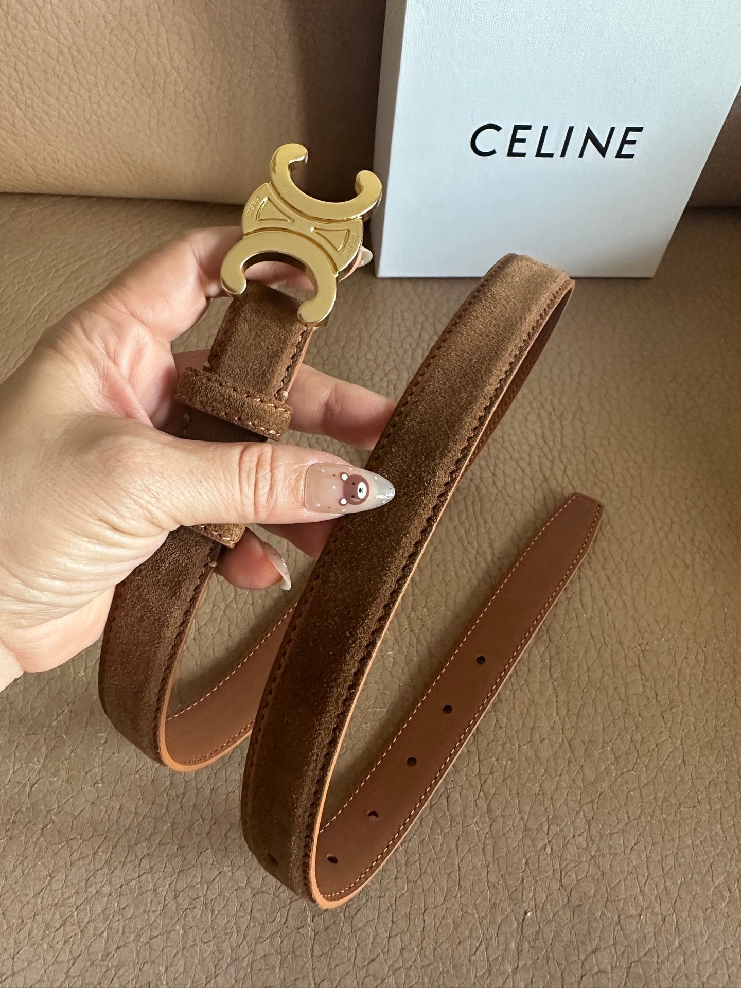 Women’s Suede-Finish Leather Belt — Vintage Inspired Metal Buckle