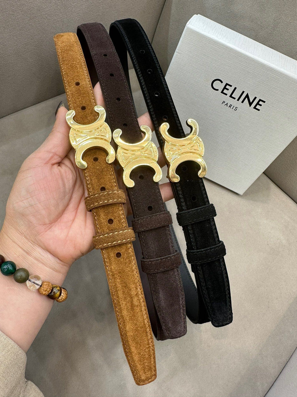 Women’s Suede-Finish Leather Belt — Vintage Inspired Metal Buckle