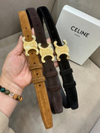 Women’s Suede-Finish Leather Belt — Vintage Inspired Metal Buckle