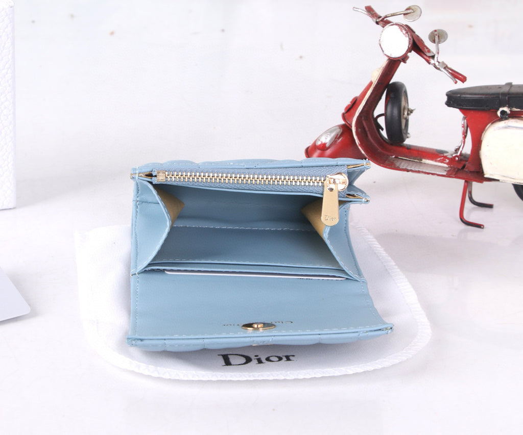 Premium Lambskin Compact Wallet with Crystal Hardware – New Season Collection