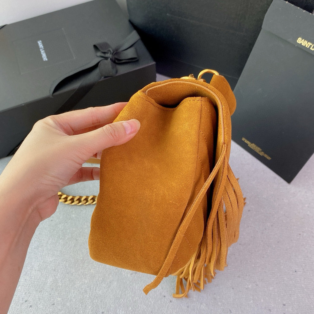 Monogram Messenger Bag | Suede with Tassel Accent