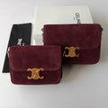 Premium Burgundy Flap Shoulder Bag – Suede Finish (Large Size)