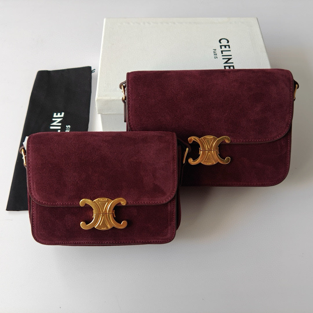 Premium Burgundy Flap Shoulder Bag – Suede Finish (Large Size)
