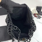Handwoven Wooden Bead Hobo Bag.