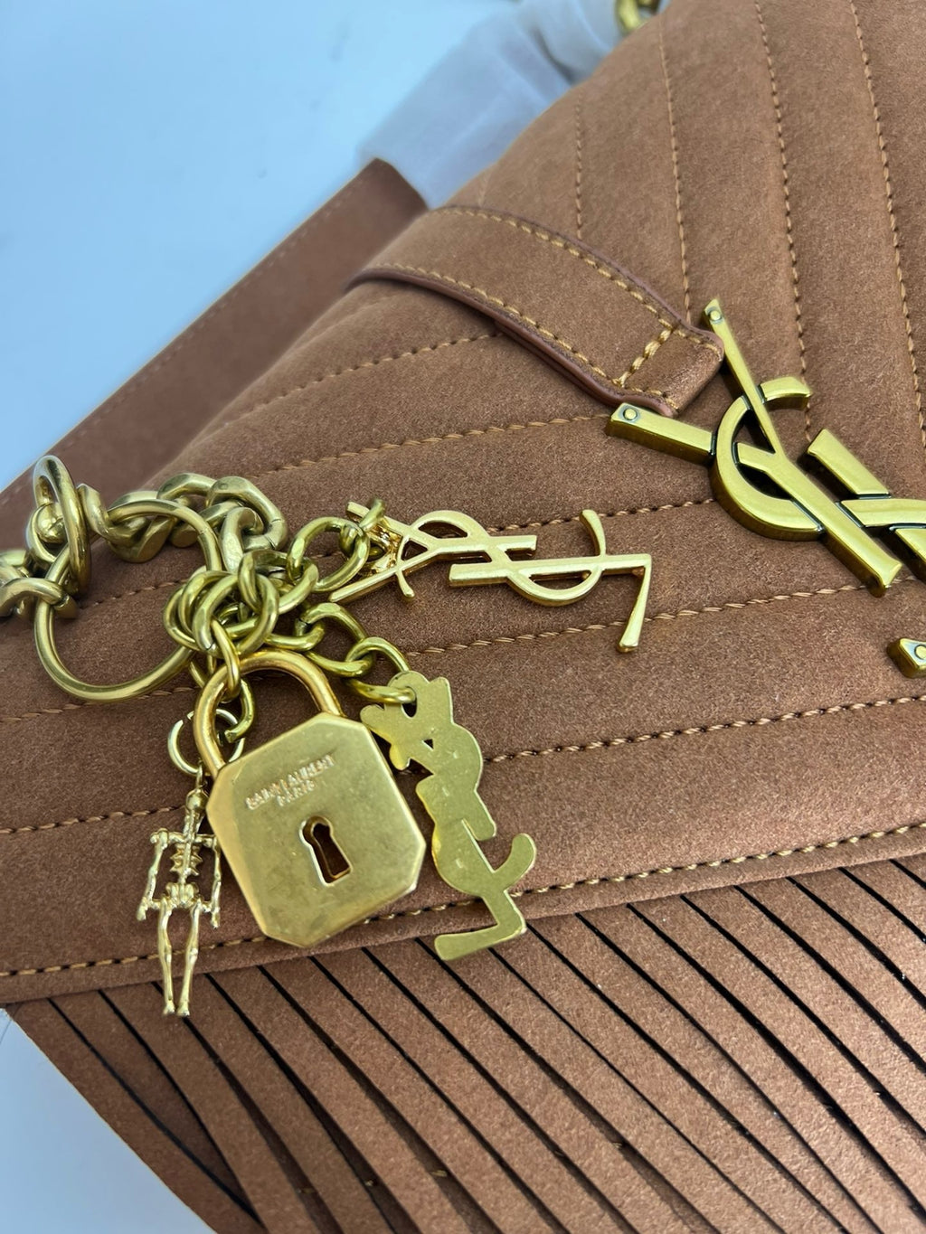 Monogram Tassel Shoulder Bag | Suede Finish