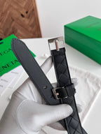 2025 New Woven Leather Belt — Small Grid Hand-Weave Design