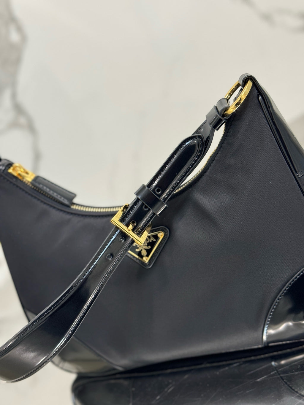 New Arrival | Modern Nylon & Patent Leather Shoulder Bag