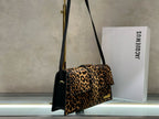 Mini Leopard Print Shoulder Clutch Bag | Convertible Design in Genuine Leather