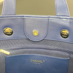 Inspired Striped Quilted Denim Beach Tote Bag