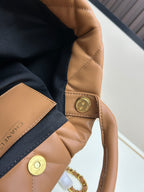 Large Bow-Detail Quilted Leather Shoulder Bag – Soft Padded Finish