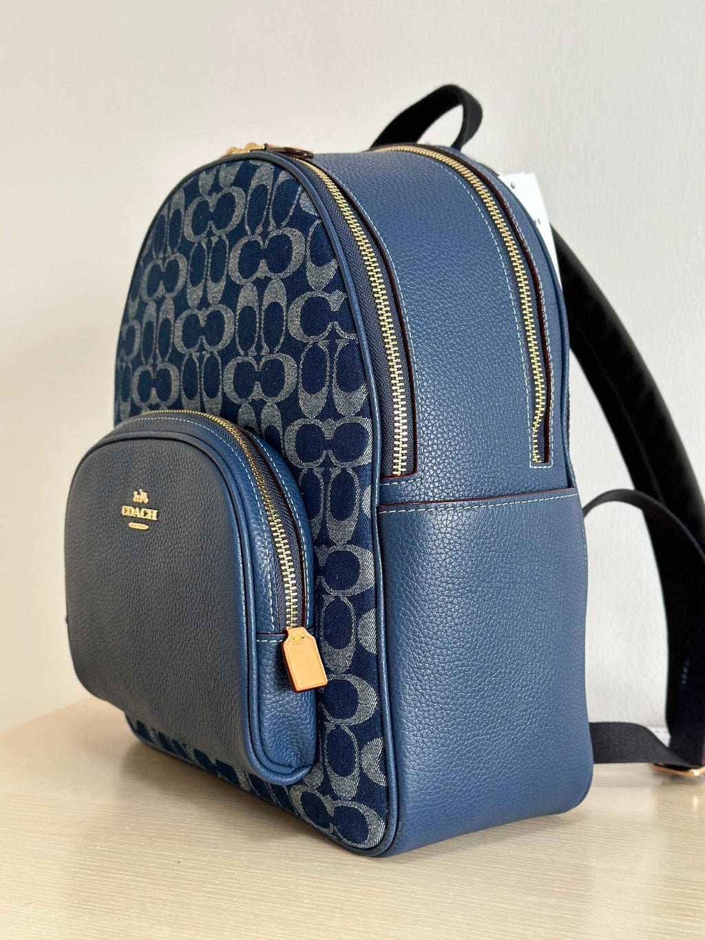 Denim Monogram Backpack, Classic Everyday Style