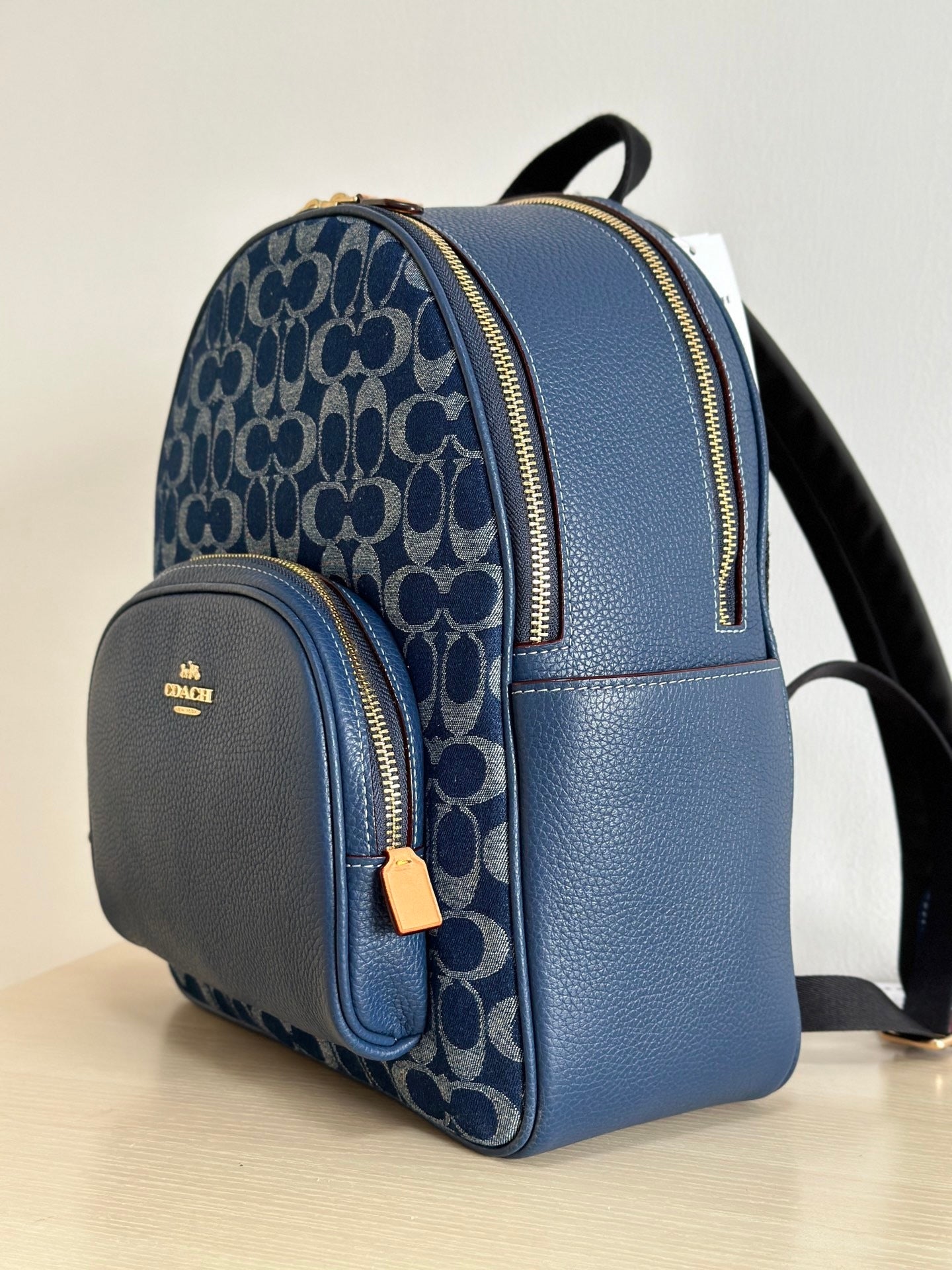 Denim Monogram Backpack, Classic Everyday Style