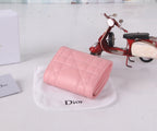 Premium Lambskin Compact Wallet with Crystal Hardware – New Season Collection
