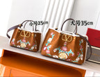 New Embroidered Leather Shopping Bag with Fur Details
