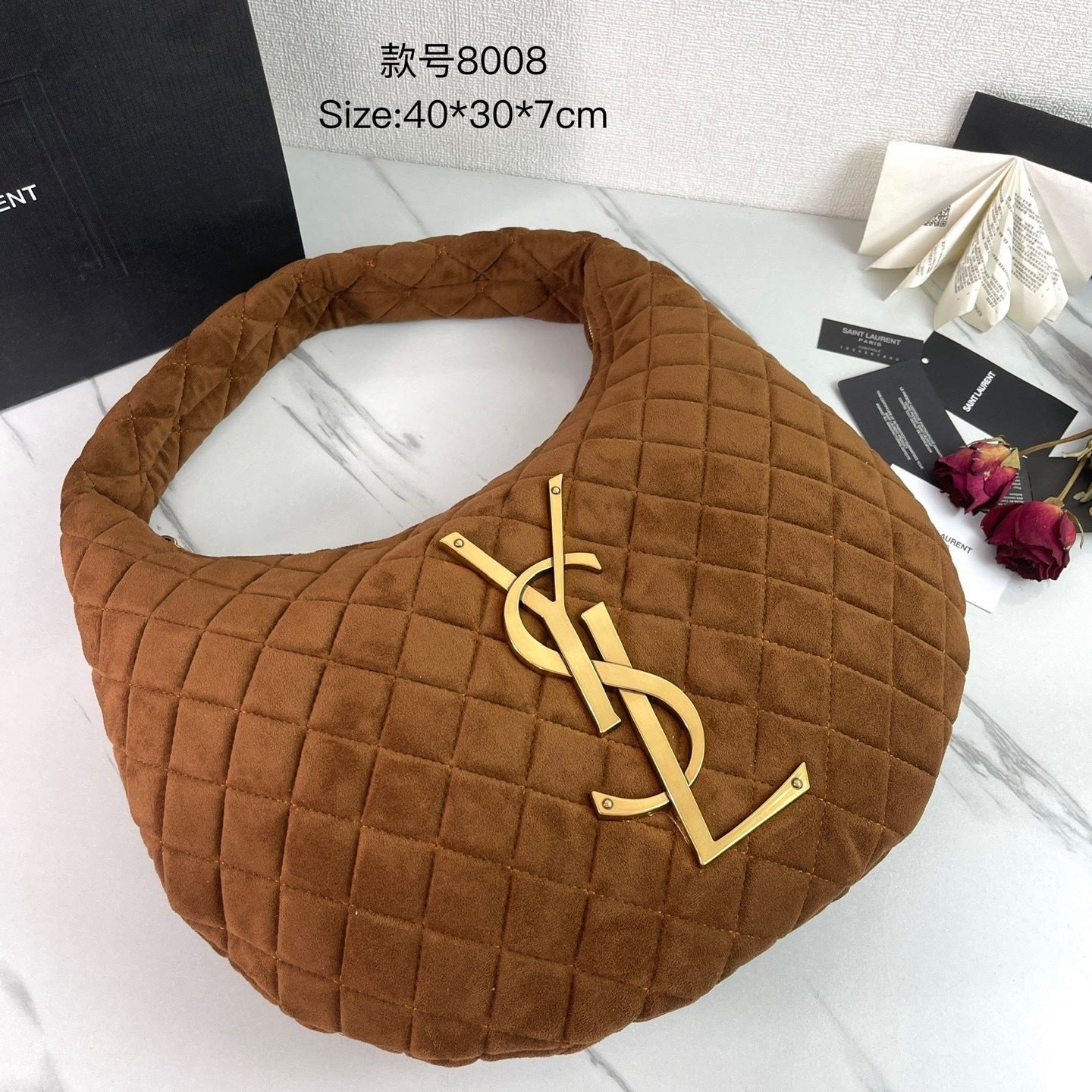 ICARE Large Suede Hobo Bag
