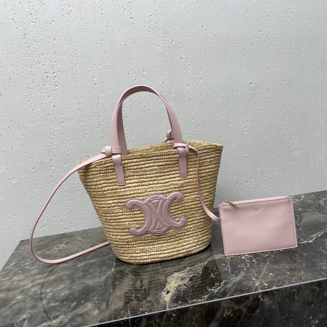 TEEN Plant Fiber & Calfskin Soft Classic Basket Bag  (Premium Quality)