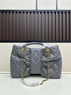Large Bow-Detail Quilted Leather Shoulder Bag – Soft Padded Finish