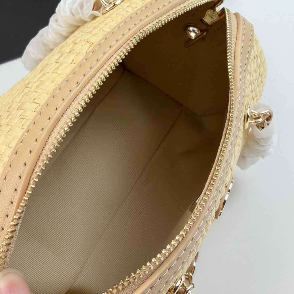 Raffia Bowling Bag | Woven Summer Shoulder Bag