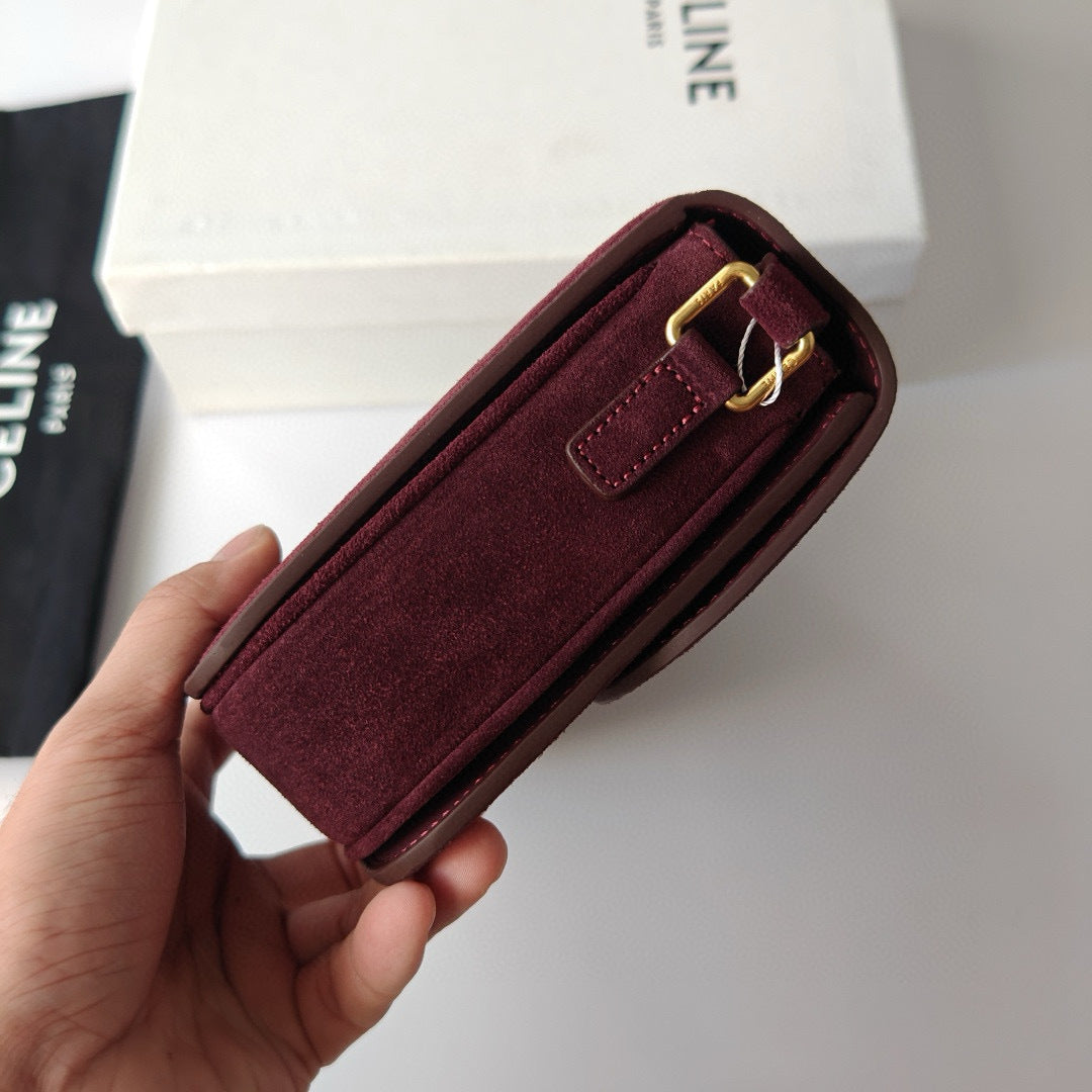 Premium Burgundy Flap Shoulder Bag – Suede Finish (Large Size)