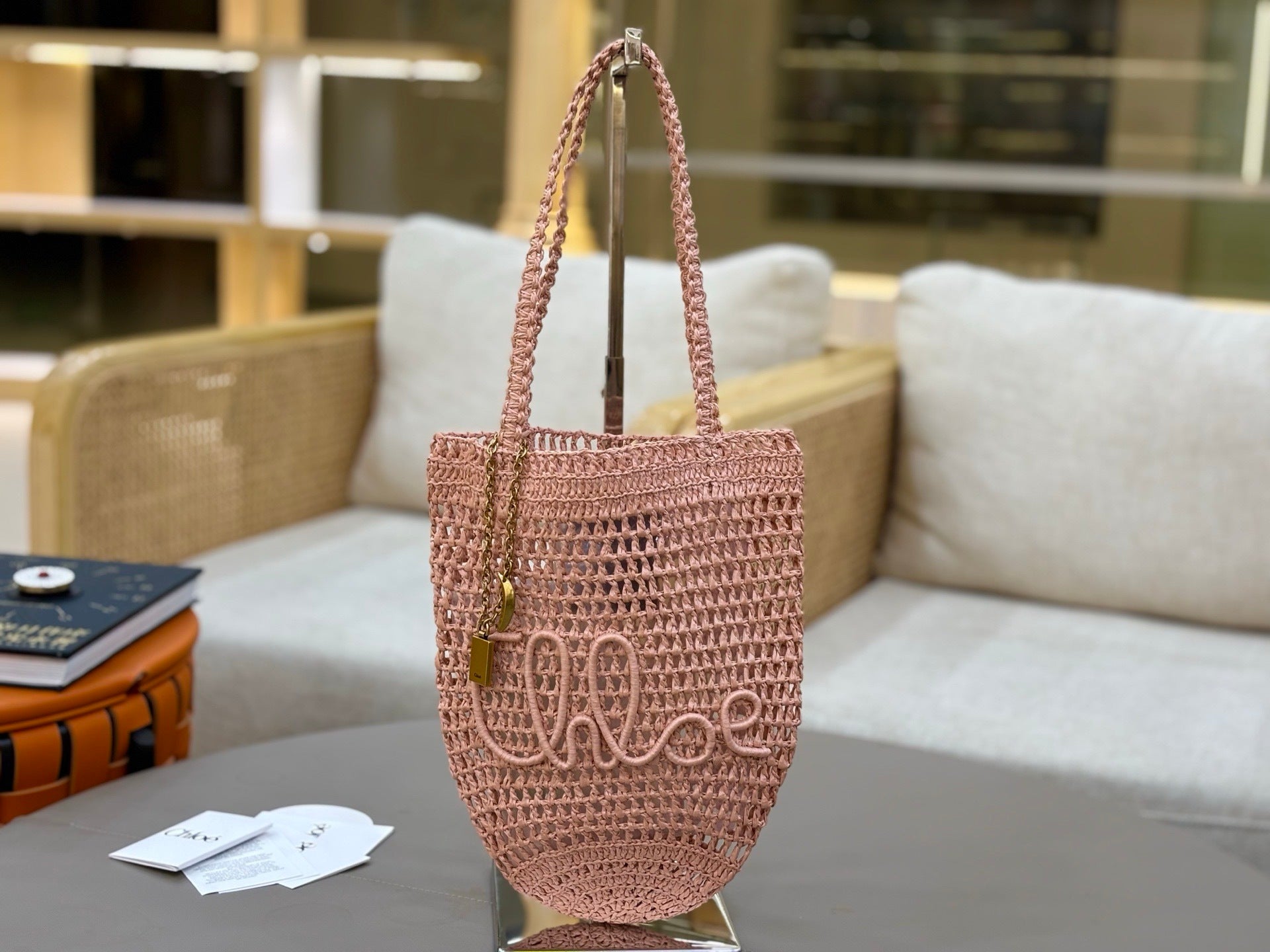 Premium Raffia Leather Tote Bag