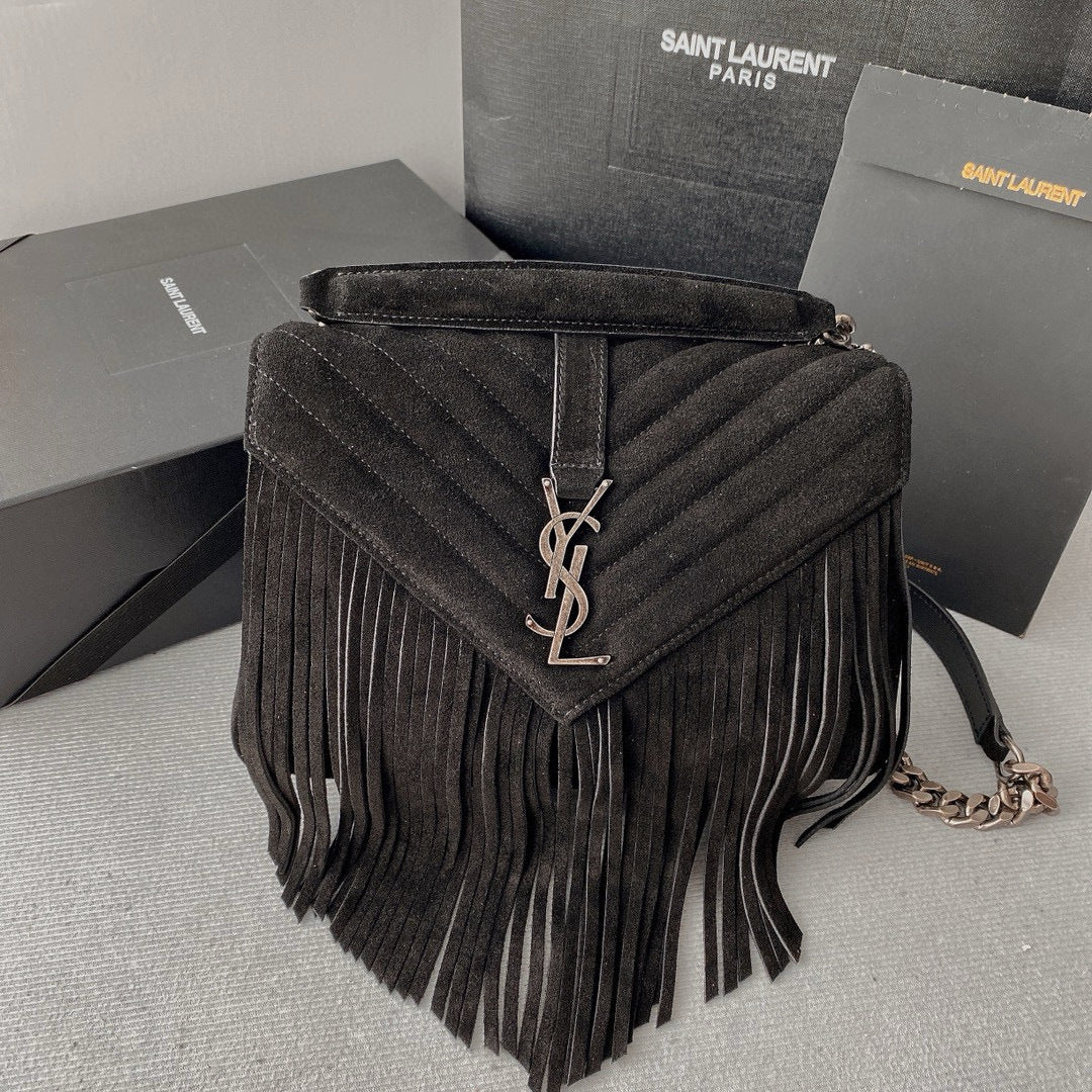 Monogram Messenger Bag | Suede with Tassel Accent