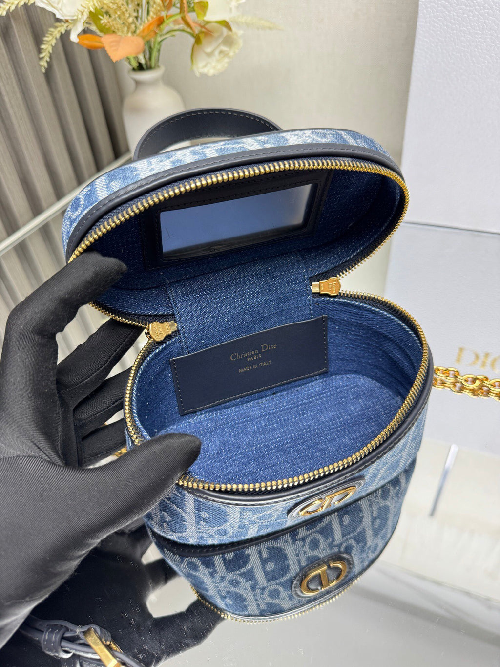 Mini Vanity Bag (Blue Monogram Style) - Premium Quality
