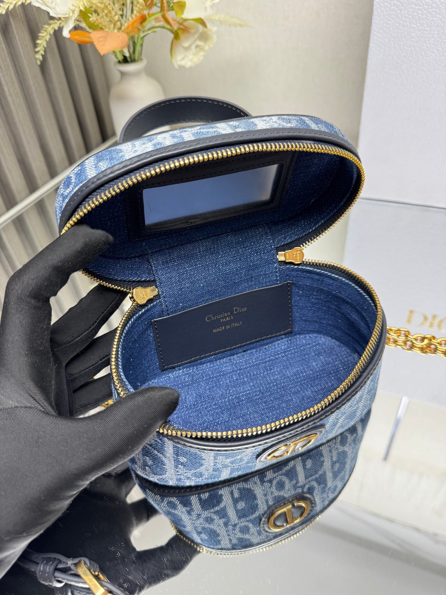 Mini Vanity Bag (Blue Monogram Style) - Premium Quality