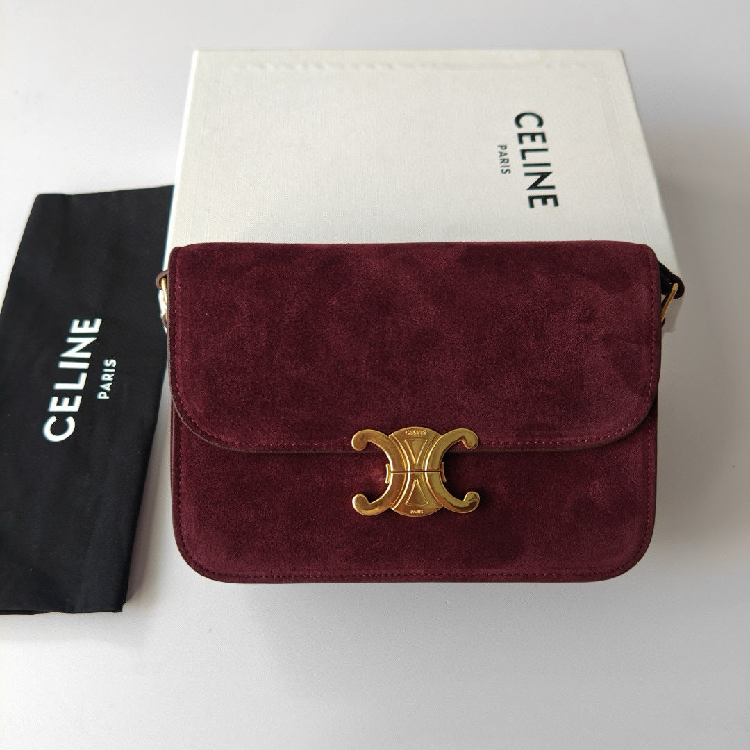 Premium Burgundy Flap Shoulder Bag – Suede Finish (Large Size)