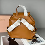 Compact Leather & Canvas Backpack – Two-Tone Design, 29.5cm