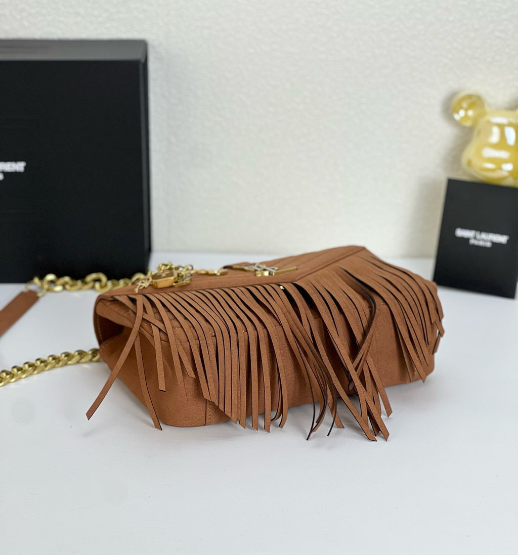 Monogram Tassel Shoulder Bag | Suede Finish