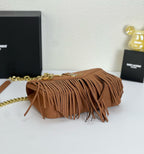 Monogram Tassel Shoulder Bag | Suede Finish