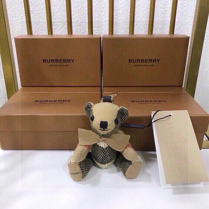 Cashmere Check Teddy Charm – Premium Bag & Key Accessory