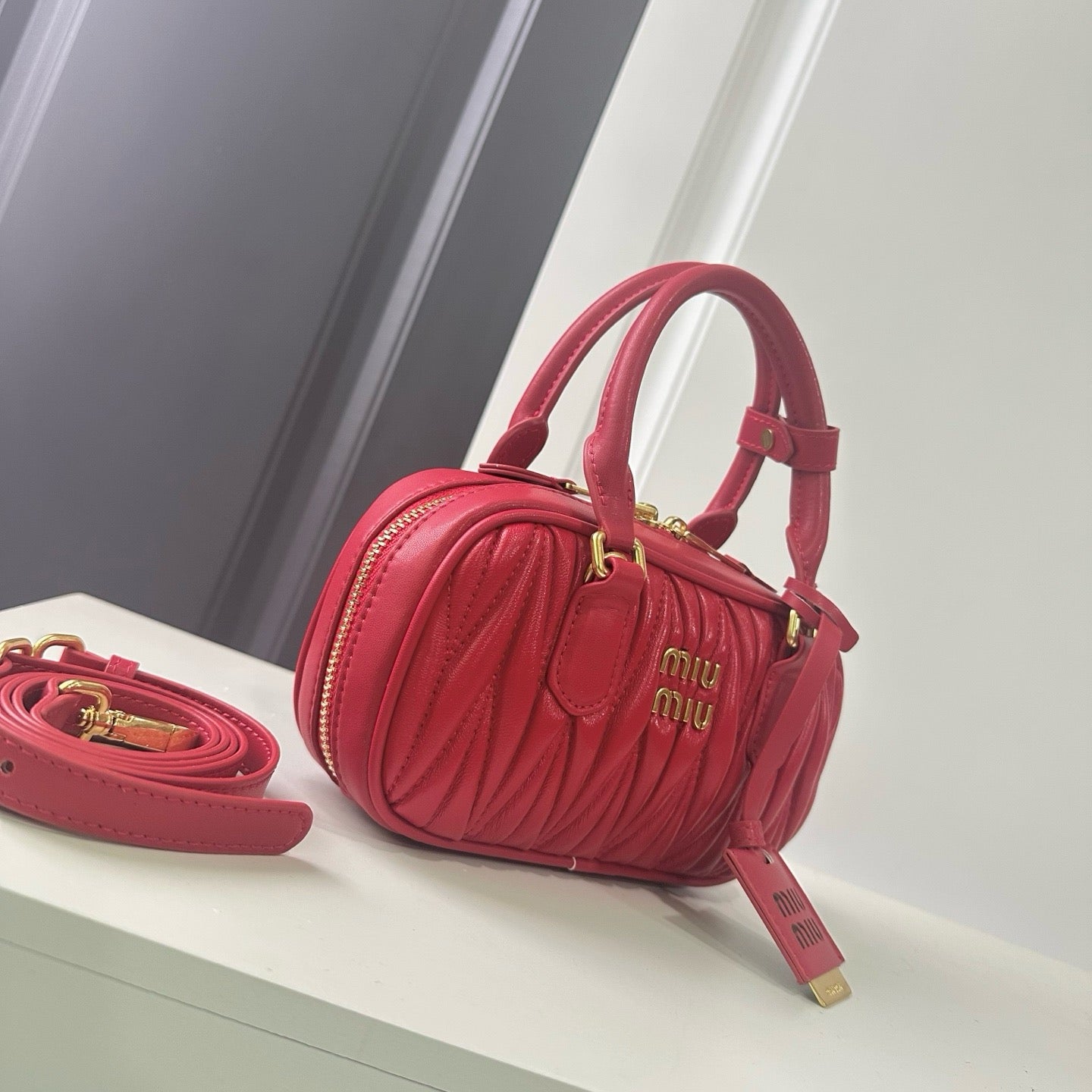 Mini Lambskin Ruched Shoulder Bag