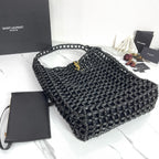 Handwoven Wooden Bead Hobo Bag.