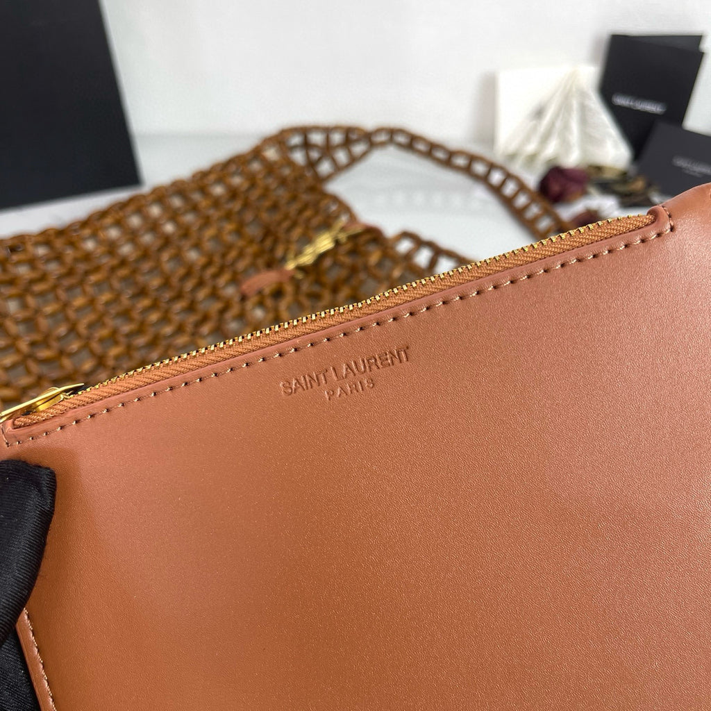 Handwoven Wooden Bead Hobo Bag.