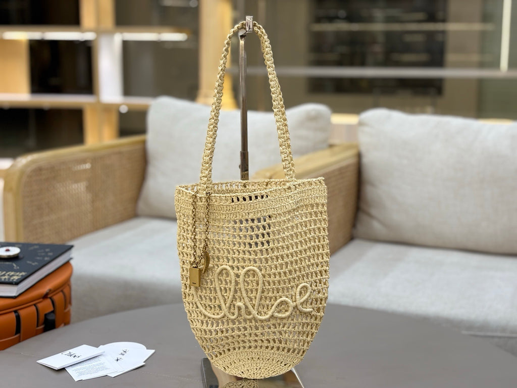 Premium Raffia Leather Tote Bag