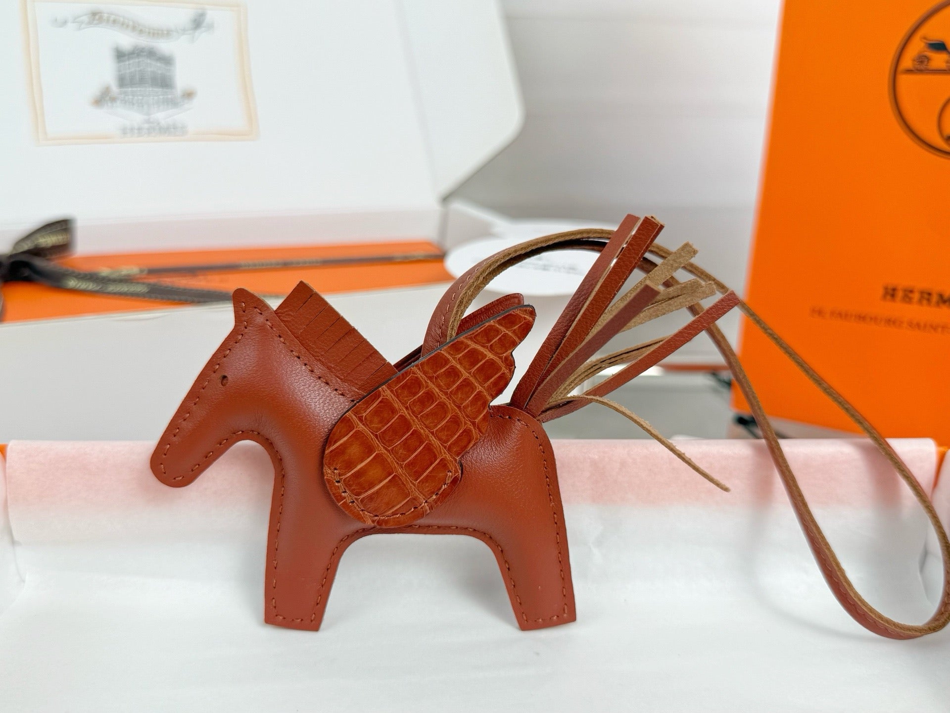 2025 Winged Horse Bag Charm | Crocodile Saddle Detail & Handcrafted Lambskin