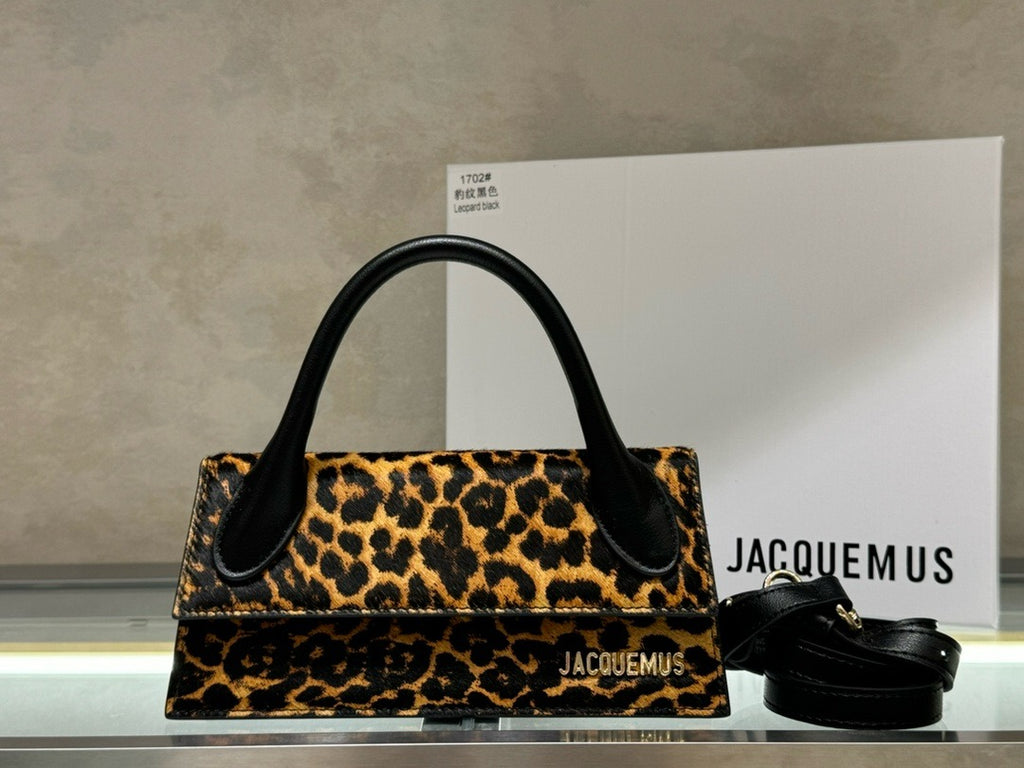 Leopard Print Long Mini Top Handle Bag | Bold Logo & Statement Style