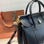 Smooth Calfskin Loom Tote Bag – Black