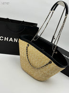 Large Woven Basket Tote Bag
