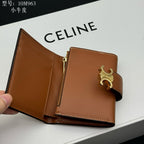 Triomphe-Style Three-Fold Leather Wallet with Metal Hardware – Premium Quality
