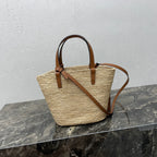 TEEN Plant Fiber & Calfskin Soft Classic Basket Bag  (Premium Quality)