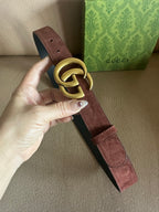 Suede-Finish Leather Belt — Retro Metal Buckle