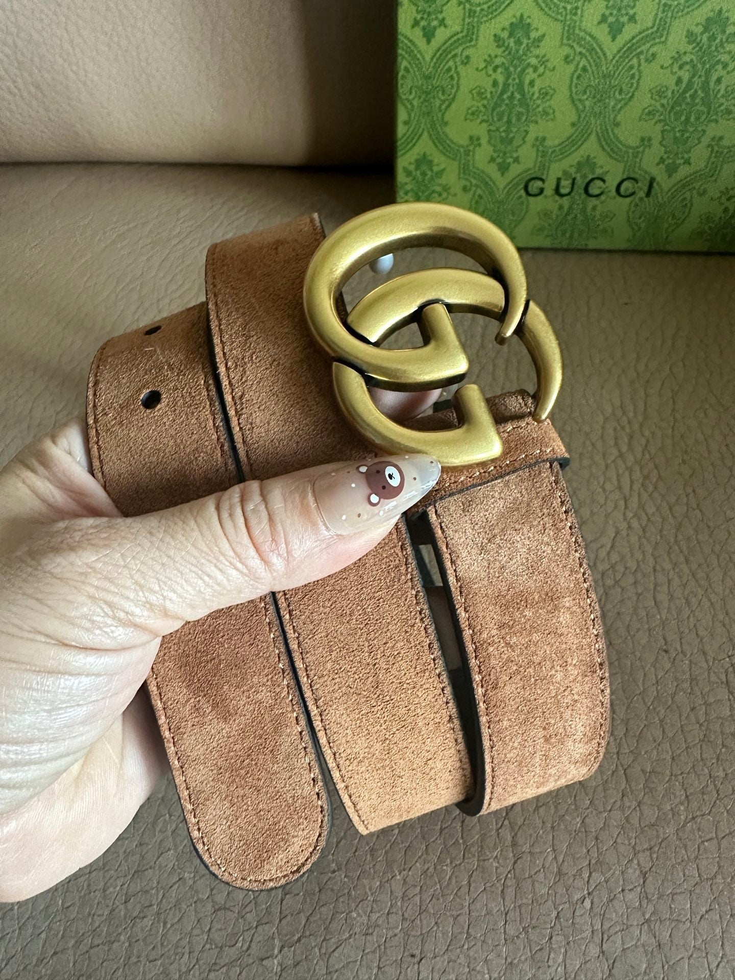Suede-Finish Leather Belt — Retro Metal Buckle