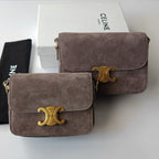 Premium Grey Flap Shoulder Bag – Suede Finish (Large Size)