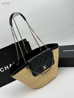 Large Woven Basket Tote Bag