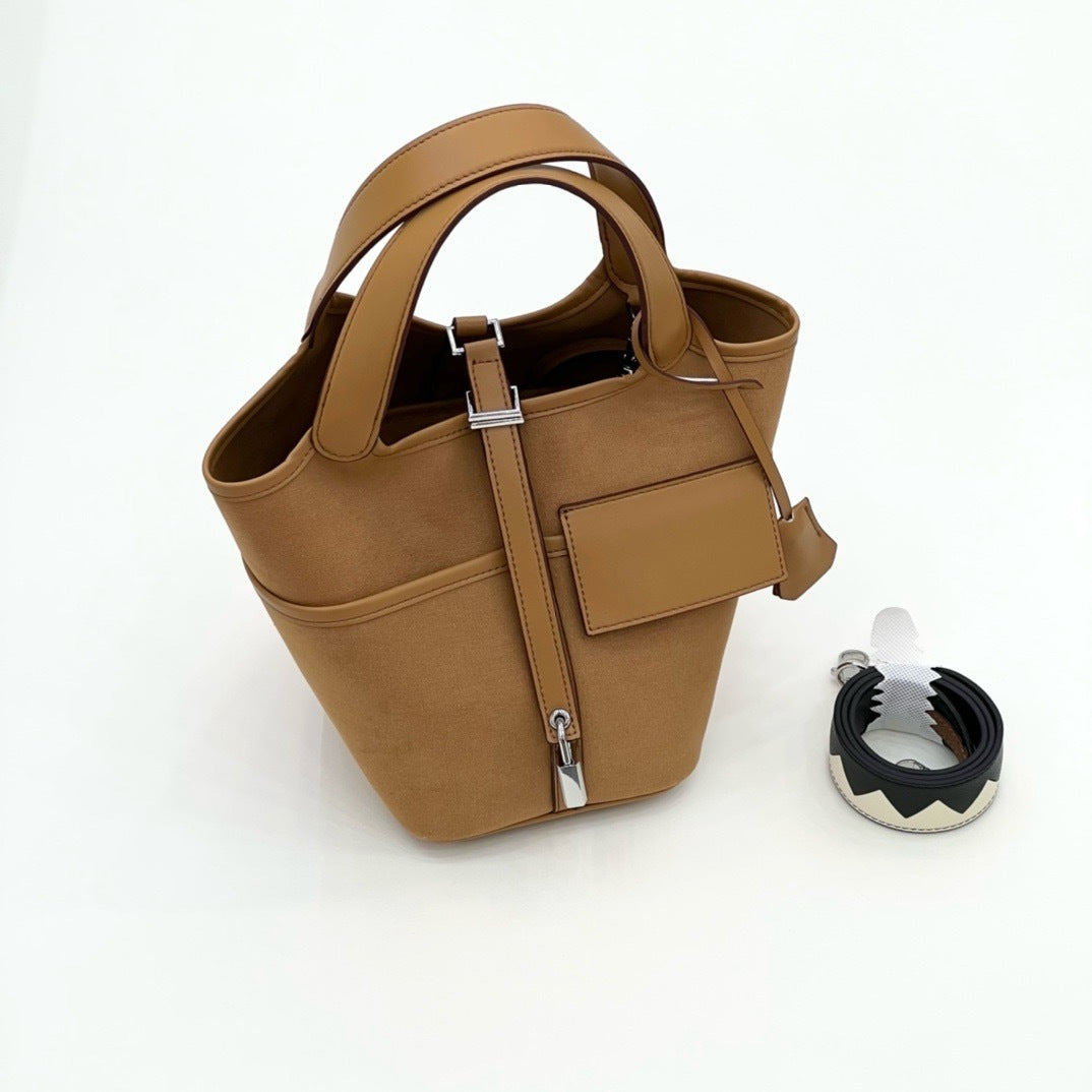 Cow Leather Two-Way Tote Bag – 18 × 14 × 19 cm